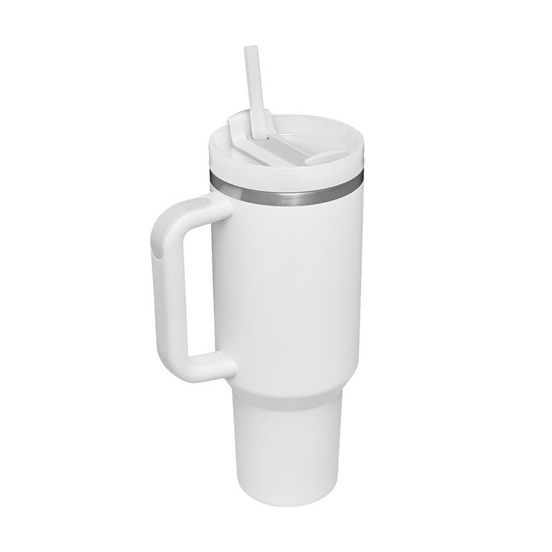 40oz Insulated Stainless Steel Tumbler with Handle & Straw – Leakproof Vacuum Travel Mug for Coffee, Iced Drinks, Hot & Cold – Large Reusable Cup with Lid