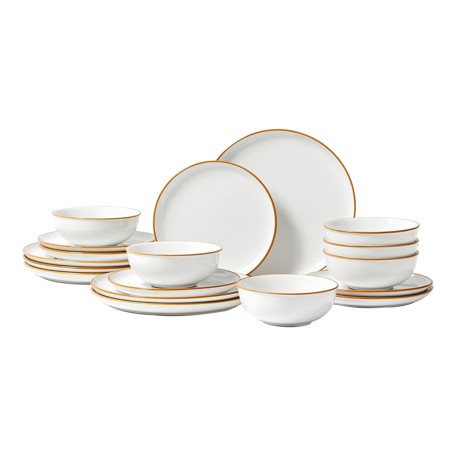 18-Piece Ceramic Dinnerware Set – Plates & Bowls Set for 6 – Modern White Kitchen Dining Set – Microwave & Dishwasher Safe