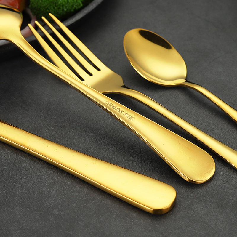 Luxury Gold Stainless Steel Cutlery Set – 24 Piece Premium Dinnerware Set with Storage Case