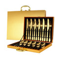 Luxury Gold Stainless Steel Cutlery Set – 24 Piece Premium Dinnerware Set with Storage Case