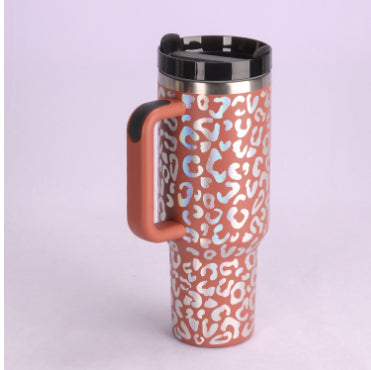 40oz Insulated Stainless Steel Tumbler with Handle & Straw – Leakproof Vacuum Travel Mug for Coffee, Iced Drinks, Hot & Cold – Large Reusable Cup with Lid