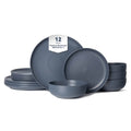 12-Piece Stoneware Dinner Plates Bowls Sets  Microwave & Dishwasher Safe   Non-Toxic Dinner Plates Bowls Set  Stackable Matte Glaze Kitchenware For 4
