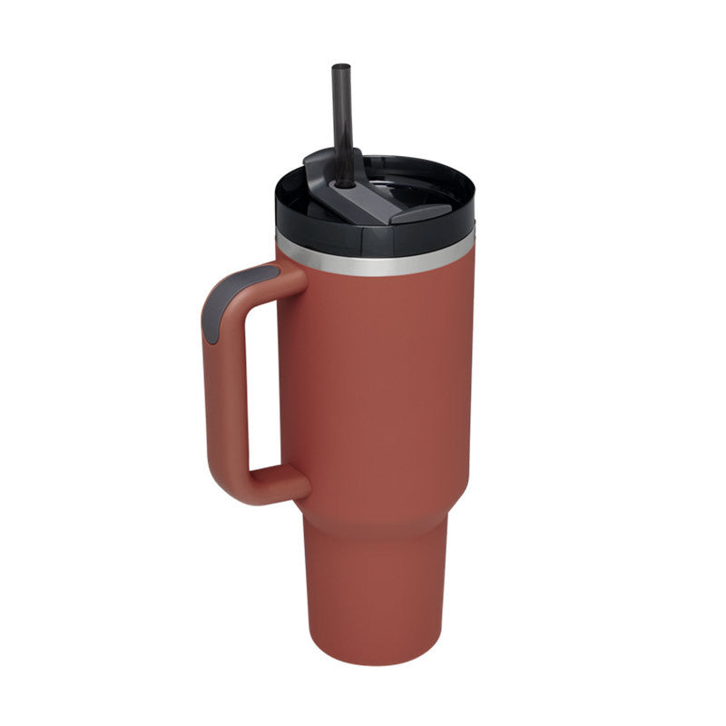 40oz Insulated Stainless Steel Tumbler with Handle & Straw – Leakproof Vacuum Travel Mug for Coffee, Iced Drinks, Hot & Cold – Large Reusable Cup with Lid