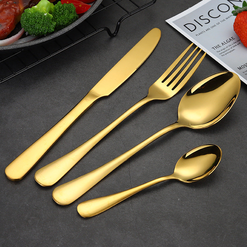 Luxury Gold Stainless Steel Cutlery Set – 24 Piece Premium Dinnerware Set with Storage Case