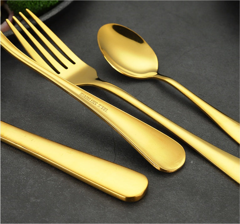 Luxury Gold Stainless Steel Cutlery Set – 24 Piece Premium Dinnerware Set with Storage Case