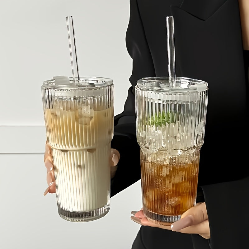 Glass Cup With Straw