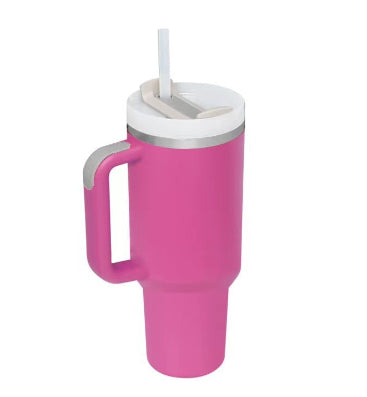 40oz Insulated Stainless Steel Tumbler with Handle & Straw – Leakproof Vacuum Travel Mug for Coffee, Iced Drinks, Hot & Cold – Large Reusable Cup with Lid