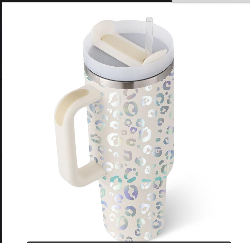 40oz Insulated Stainless Steel Tumbler with Handle & Straw – Leakproof Vacuum Travel Mug for Coffee, Iced Drinks, Hot & Cold – Large Reusable Cup with Lid