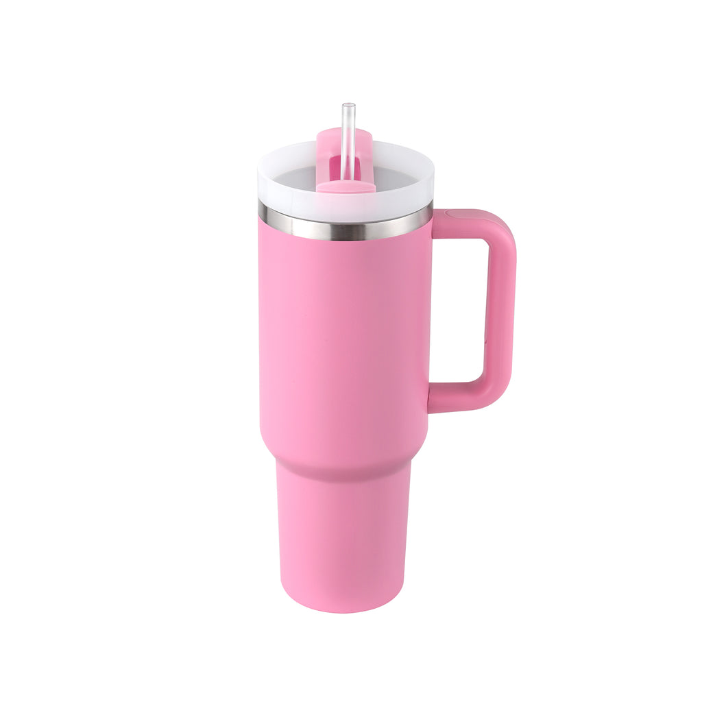 40oz Insulated Stainless Steel Tumbler with Handle & Straw – Leakproof Vacuum Travel Mug for Coffee, Iced Drinks, Hot & Cold – Large Reusable Cup with Lid