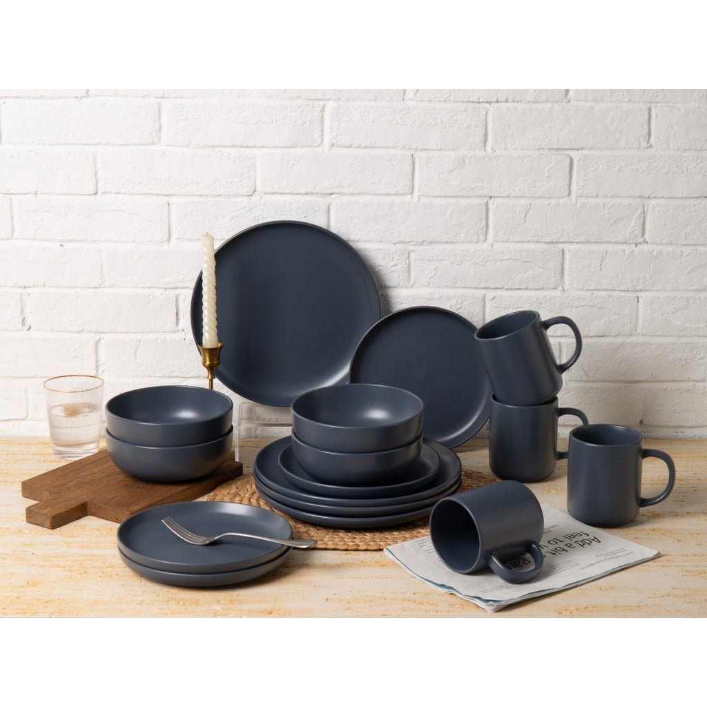 12-Piece Stoneware Dinner Plates Bowls Sets  Microwave & Dishwasher Safe   Non-Toxic Dinner Plates Bowls Set  Stackable Matte Glaze Kitchenware For 4