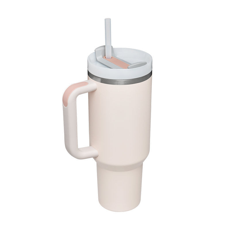 40oz Insulated Stainless Steel Tumbler with Handle & Straw – Leakproof Vacuum Travel Mug for Coffee, Iced Drinks, Hot & Cold – Large Reusable Cup with Lid
