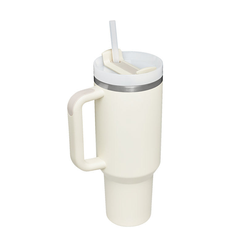 40oz Insulated Stainless Steel Tumbler with Handle & Straw – Leakproof Vacuum Travel Mug for Coffee, Iced Drinks, Hot & Cold – Large Reusable Cup with Lid