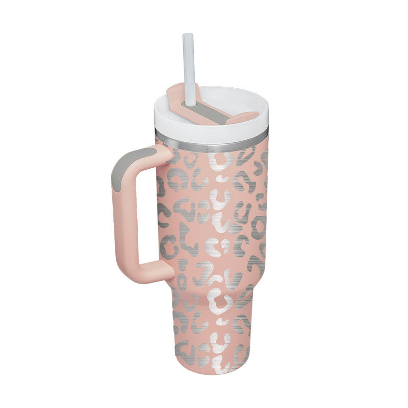 40oz Insulated Stainless Steel Tumbler with Handle & Straw – Leakproof Vacuum Travel Mug for Coffee, Iced Drinks, Hot & Cold – Large Reusable Cup with Lid