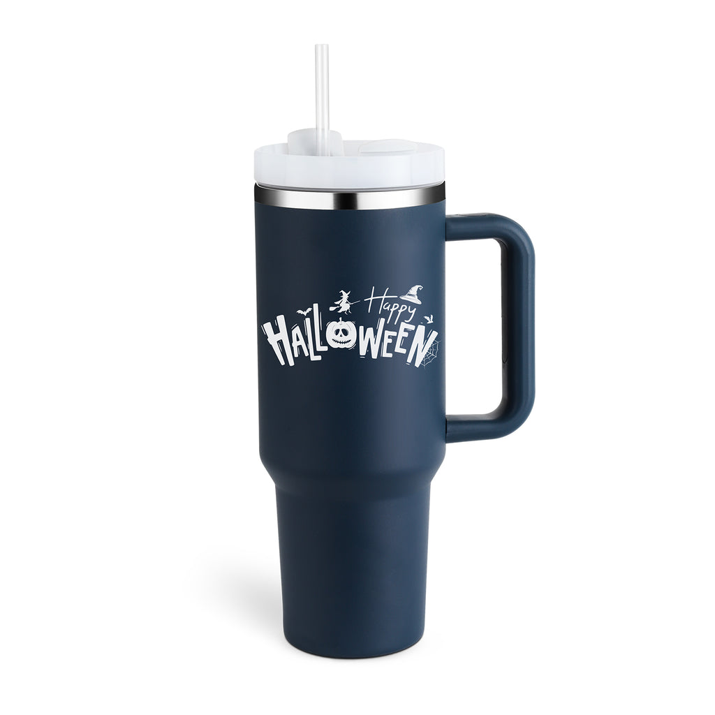 40oz Insulated Stainless Steel Tumbler with Handle & Straw – Leakproof Vacuum Travel Mug for Coffee, Iced Drinks, Hot & Cold – Large Reusable Cup with Lid