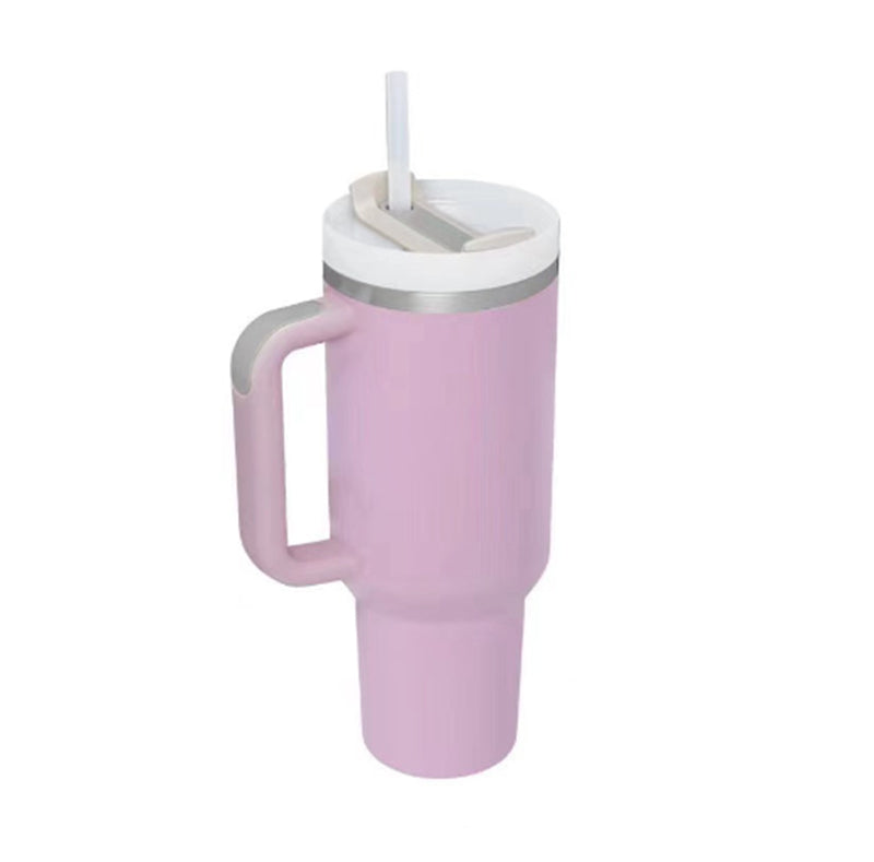 40oz Insulated Stainless Steel Tumbler with Handle & Straw – Leakproof Vacuum Travel Mug for Coffee, Iced Drinks, Hot & Cold – Large Reusable Cup with Lid