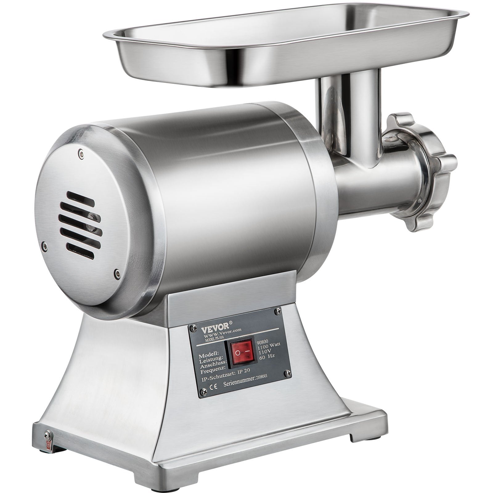 Commercial Meat Grinder,550LB H 1100W Electric Meat Grinder, 220 RPM Heavy Duty Stainless Steel Industrial Meat Mincer W 2 Blades, Grinding Plates  Stuffing Tubes