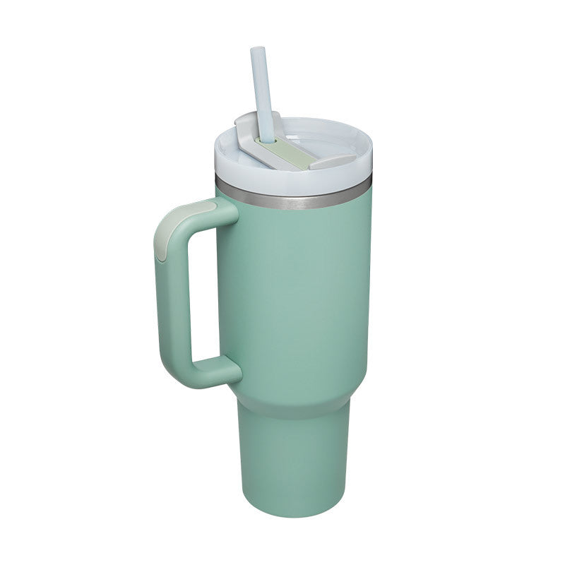 40oz Insulated Stainless Steel Tumbler with Handle & Straw – Leakproof Vacuum Travel Mug for Coffee, Iced Drinks, Hot & Cold – Large Reusable Cup with Lid