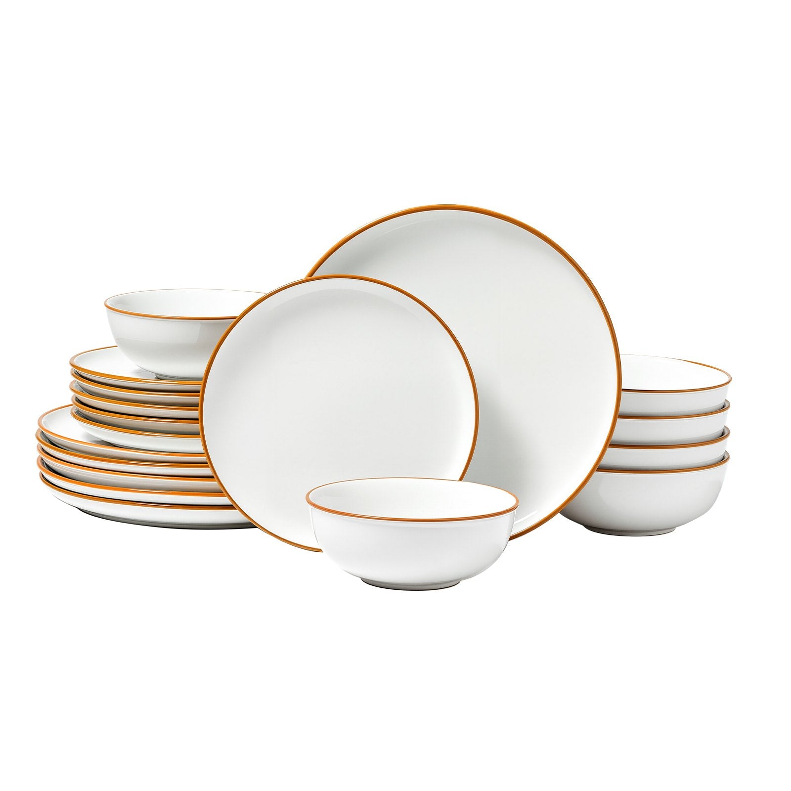 18-Piece Ceramic Dinnerware Set – Plates & Bowls Set for 6 – Modern White Kitchen Dining Set – Microwave & Dishwasher Safe