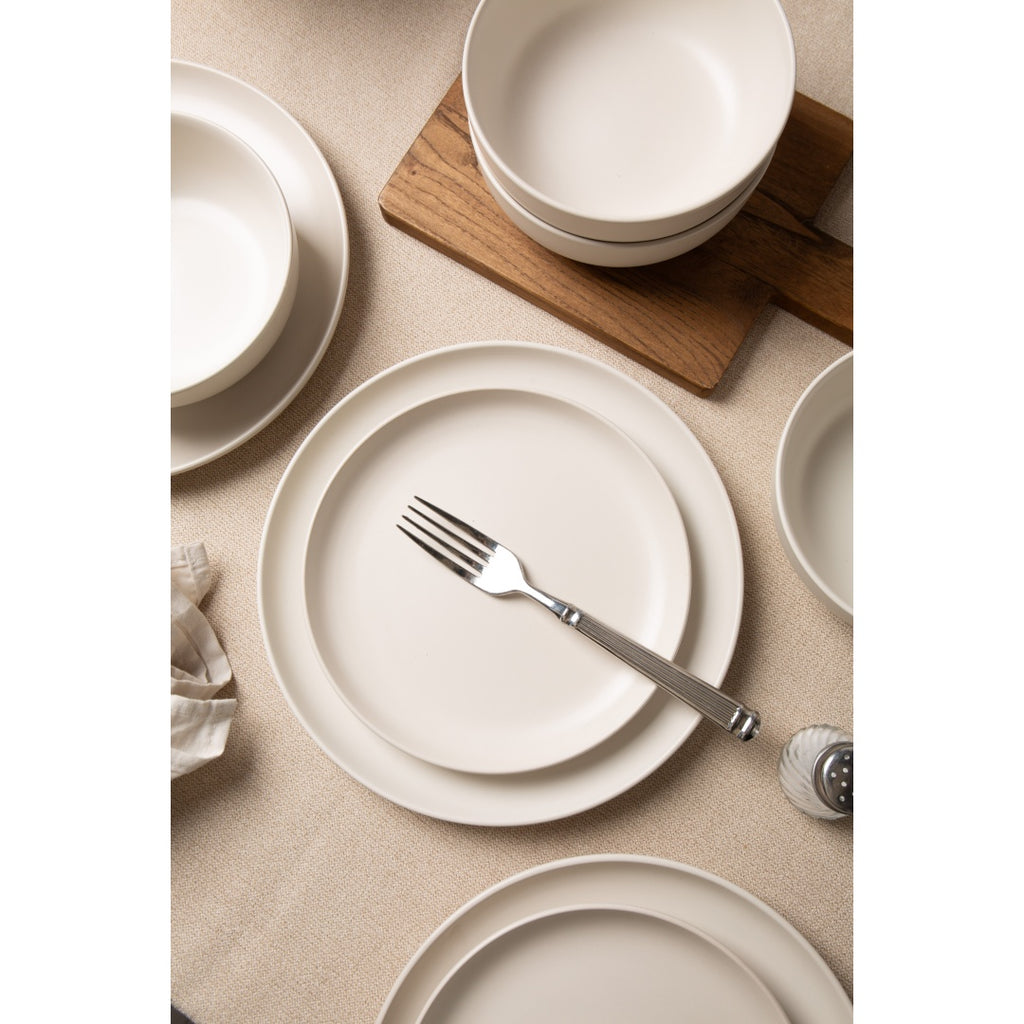 12-Piece Stoneware Dinner Plates Bowls Sets  Microwave & Dishwasher Safe   Non-Toxic Dinner Plates Bowls Set    Stackable Matte Glaze Kitchenware For 4