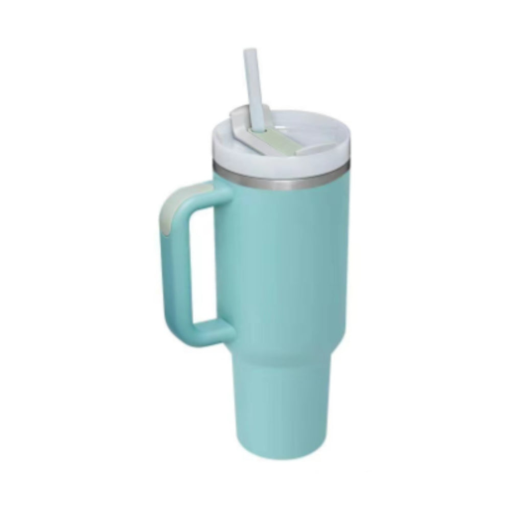 40oz Insulated Stainless Steel Tumbler with Handle & Straw – Leakproof Vacuum Travel Mug for Coffee, Iced Drinks, Hot & Cold – Large Reusable Cup with Lid