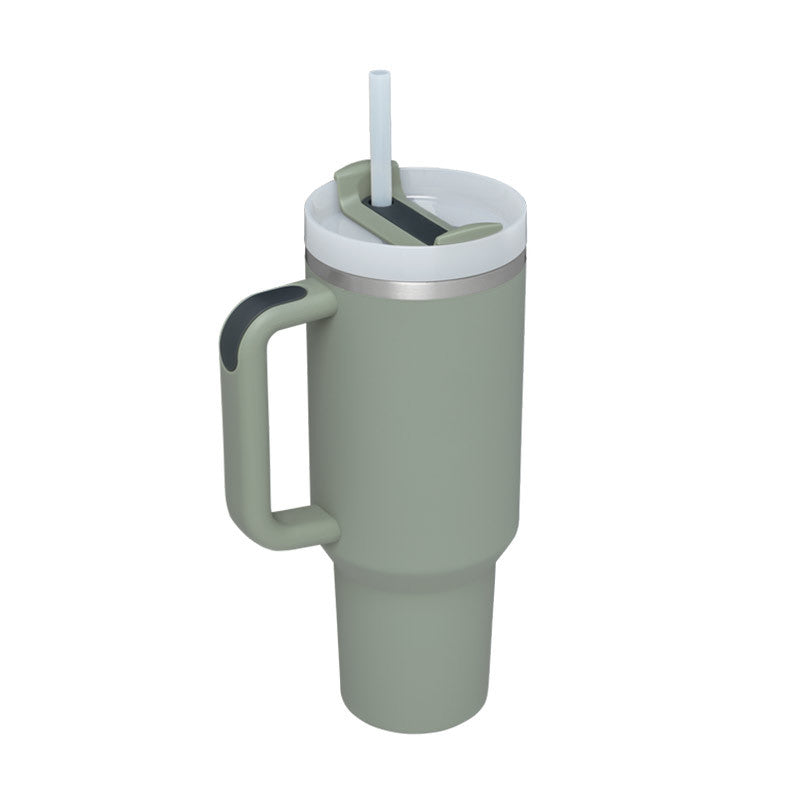 40oz Insulated Stainless Steel Tumbler with Handle & Straw – Leakproof Vacuum Travel Mug for Coffee, Iced Drinks, Hot & Cold – Large Reusable Cup with Lid