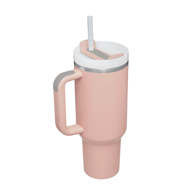 40oz Insulated Stainless Steel Tumbler with Handle & Straw – Leakproof Vacuum Travel Mug for Coffee, Iced Drinks, Hot & Cold – Large Reusable Cup with Lid